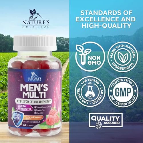 Multivitamin für Männer – Tägliche Vitamin-Gummis mit Vitamin D, B-Vitaminen, Zink & mehr – Unterstützung für Energie, Gedächtnis, Fokus und Immunsystem – 13 essentielle Vitamine & Mineralstoffe – 60 Kapseln