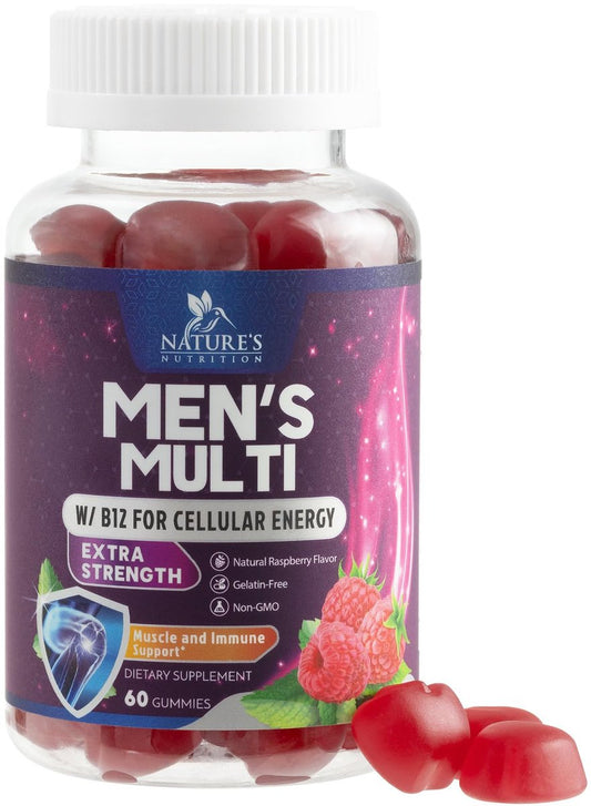 Multivitamin für Männer – Tägliche Vitamin-Gummis mit Vitamin D, B-Vitaminen, Zink & mehr – Unterstützung für Energie, Gedächtnis, Fokus und Immunsystem – 13 essentielle Vitamine & Mineralstoffe – 60 Kapseln