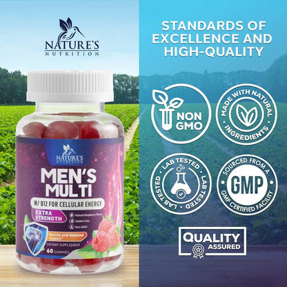 Multivitamin für Männer – Tägliche Vitamin-Gummis mit Vitamin D, B-Vitaminen, Zink & mehr – Unterstützung für Energie, Gedächtnis, Fokus und Immunsystem – 13 essentielle Vitamine & Mineralstoffe – 60 Kapseln