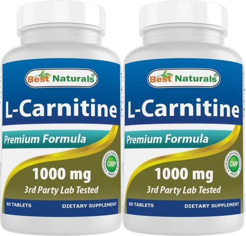 Best Naturals L-Carnitin 1000 mg – 60 Tabletten (2er-Pack) – Hochwertiges Nahrungsergänzungsmittel
