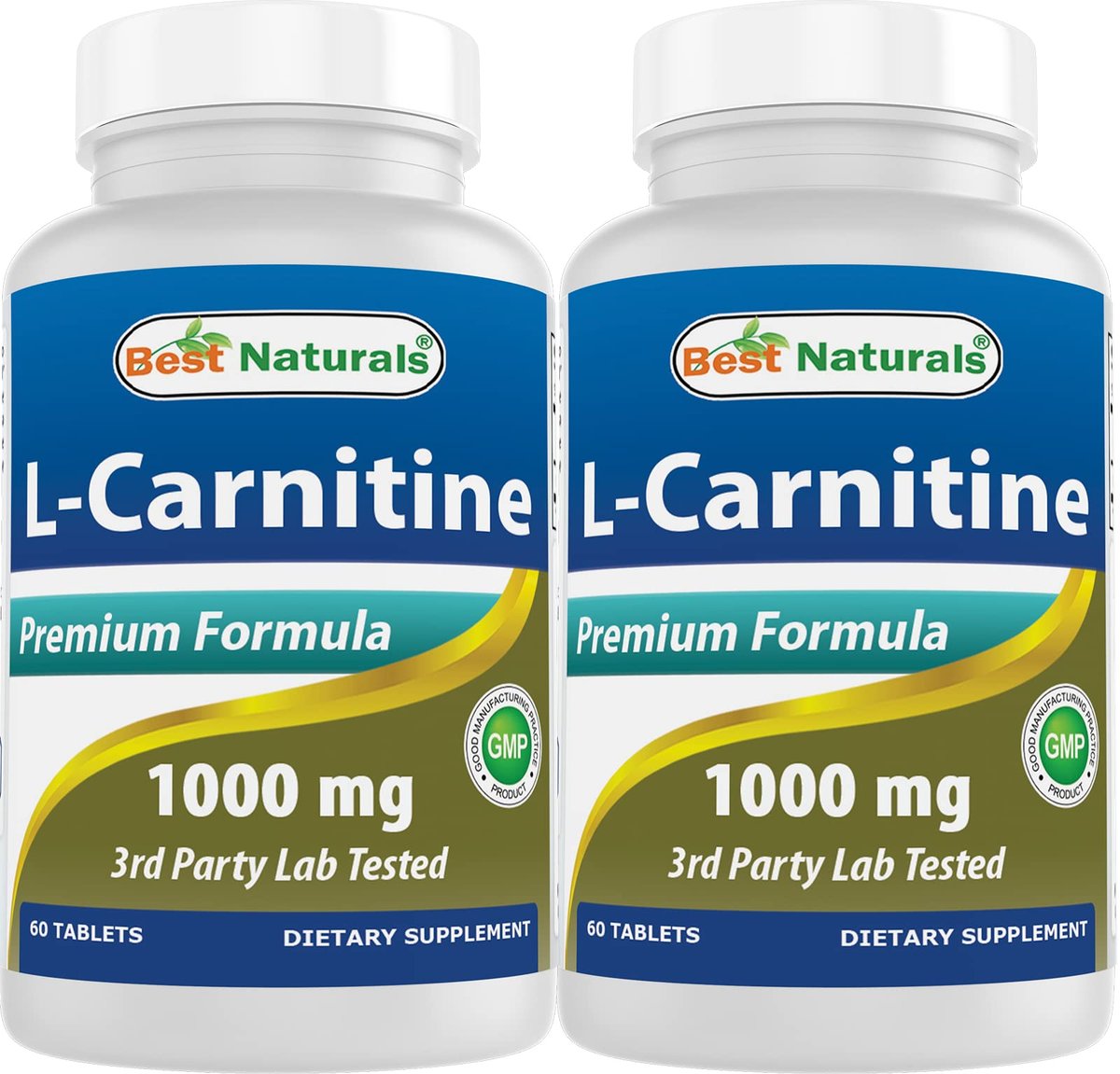 Best Naturals L-Carnitin 1000 mg – 60 Tabletten (2er-Pack) – Hochwertiges Nahrungsergänzungsmittel