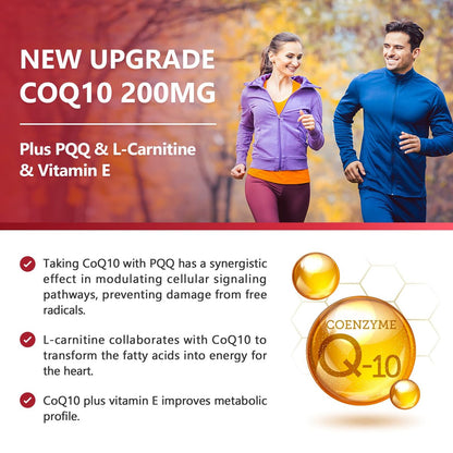 NATURE TARGET CoQ10 200 mg mit PQQ, L-Carnitin & Omega-3 – Hochdosiertes Coenzym Q10 mit BioPerin – Unterstützt Herz, Immunsystem & Zellenergie – 120 Kapseln