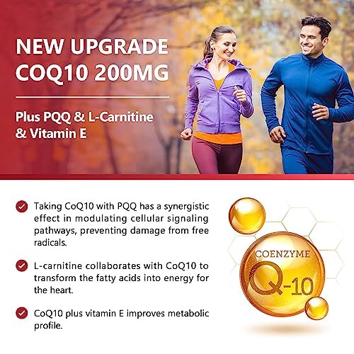 NATURE TARGET CoQ10 200 mg mit PQQ, L-Carnitin & Omega-3 – Hochdosiertes Coenzym Q10 mit BioPerin – Unterstützt Herz, Immunsystem & Zellenergie – 120 Kapseln