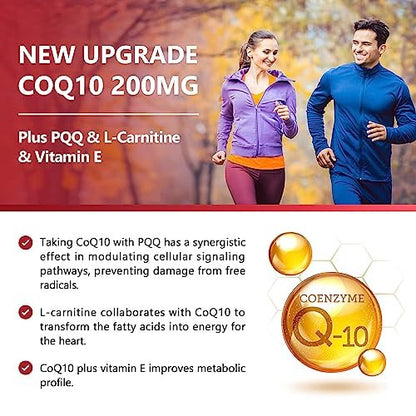 NATURE TARGET CoQ10 200 mg mit PQQ, L-Carnitin & Omega-3 – Hochdosiertes Coenzym Q10 mit BioPerin – Unterstützt Herz, Immunsystem & Zellenergie – 120 Kapseln