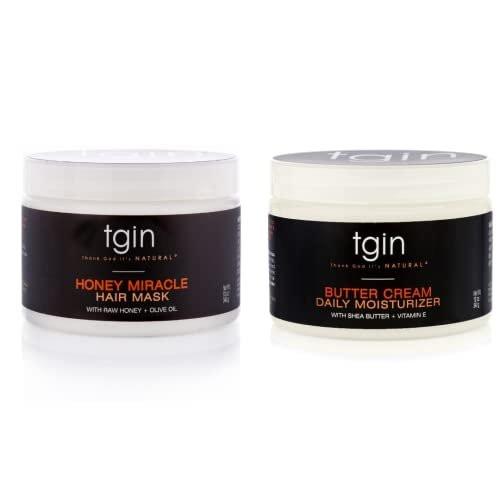 tgin Butter Cream Daily Moisturizer & Honey Miracle Hair Mask Duo für lockiges, krauses und welliges Haar – Reichhaltige Feuchtigkeit und Tiefenpflege für trockenes Haar, 2 x 12 oz