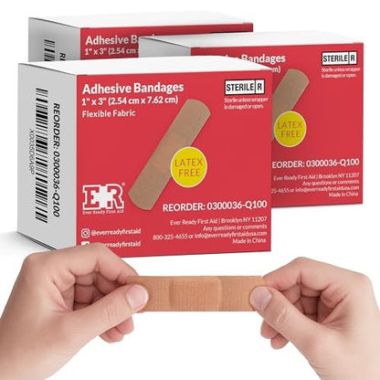 Ever Ready First Aid 1" x 3" Stoff-Pflaster, Latexfrei, dehnbar – 300 Stück