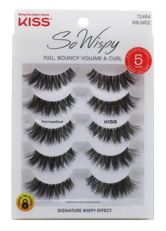 Kiss So Wispy Pompadour Wimpern 5 Paar (3er Pack) – Voluminöse Fake Lashes für einen atemberaubenden Look