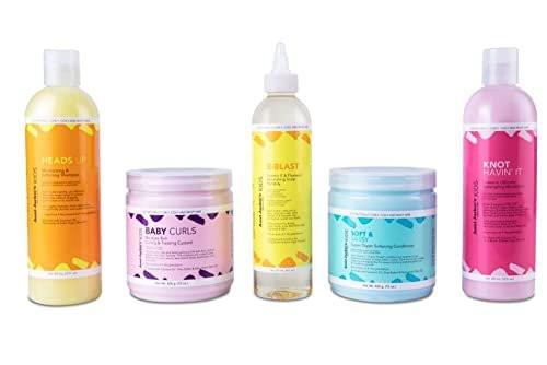 Aunt Jackie’s Kinder Haarprodukte Set – 5 Produkte in Originalgröße für einfacheres Kämmen, Styling & Pflege – Mit natürlichen Kräuter- & Pflanzeninhaltsstoffen (12 oz, 15 oz, 8 oz)