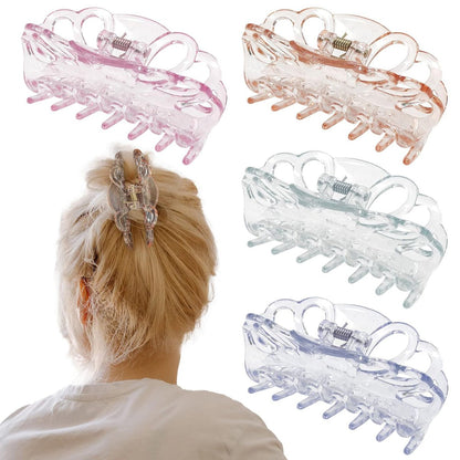 Bphne 4er-Pack Durchsichtige Haarspangen für Damen – 3,5 Zoll Schmetterlings-Bananen-Clips, rutschfeste starke Griff-Klammern, transparente Haarklammern für dickes oder dünnes Haar