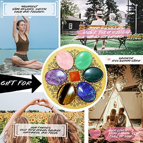 2er-Pack Sorgenstein gegen Angst – Tigerauge & Amethyst Heilsteine für Handfläche, Taschenkiesel, Meditation, oval