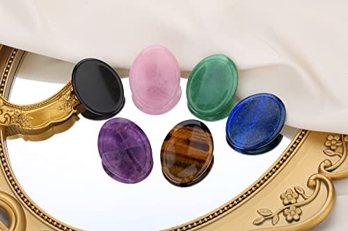 2er-Pack Sorgenstein gegen Angst – Tigerauge & Amethyst Heilsteine für Handfläche, Taschenkiesel, Meditation, oval