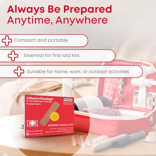 Ever Ready First Aid 1" x 3" Stoff-Pflaster, Latexfrei, dehnbar – 300 Stück