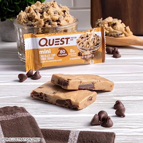 Quest Nutrition Mini Chocolate Chip Cookie Dough Proteinriegel – 8 g Protein, 1 g Zucker, 2 g Netto-Kohlenhydrate, glutenfrei, 14er-Pack