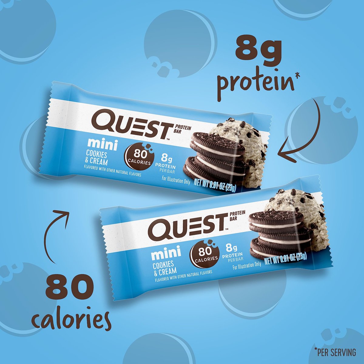 Quest Nutrition Mini Cookies & Cream Protein Riegel – 8g Protein, 1g Zucker, 2g Netto-Kohlenhydrate, Glutenfrei, 14er Pack