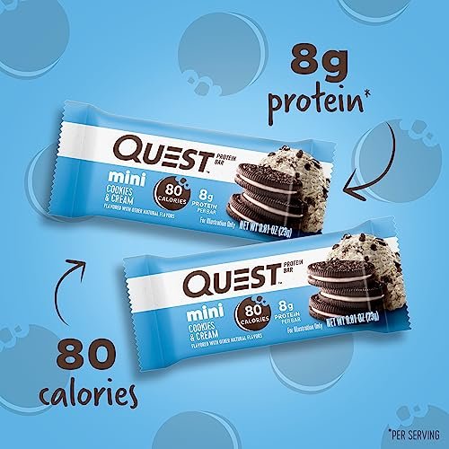 Quest Nutrition Mini Cookies & Cream Protein Riegel – 8g Protein, 1g Zucker, 2g Netto-Kohlenhydrate, Glutenfrei, 14er Pack