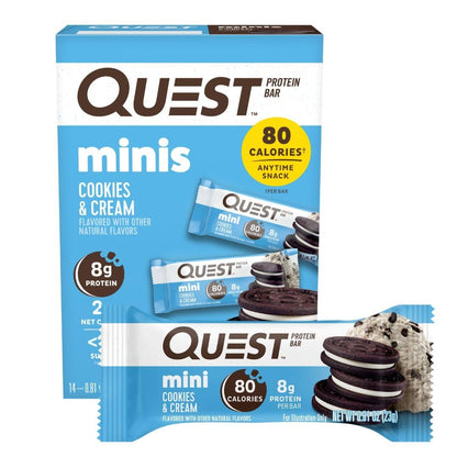 Quest Nutrition Mini Cookies & Cream Protein Riegel – 8g Protein, 1g Zucker, 2g Netto-Kohlenhydrate, Glutenfrei, 14er Pack