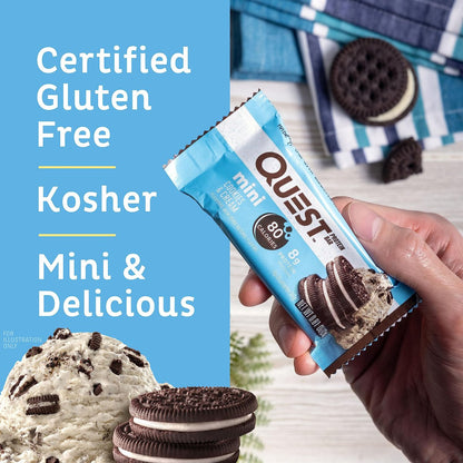 Quest Nutrition Mini Cookies & Cream Protein Riegel – 8g Protein, 1g Zucker, 2g Netto-Kohlenhydrate, Glutenfrei, 14er Pack