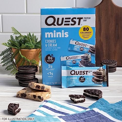 Quest Nutrition Mini Cookies & Cream Protein Riegel – 8g Protein, 1g Zucker, 2g Netto-Kohlenhydrate, Glutenfrei, 14er Pack