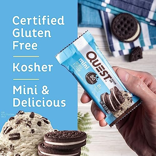 Quest Nutrition Mini Cookies & Cream Protein Riegel – 8g Protein, 1g Zucker, 2g Netto-Kohlenhydrate, Glutenfrei, 14er Pack
