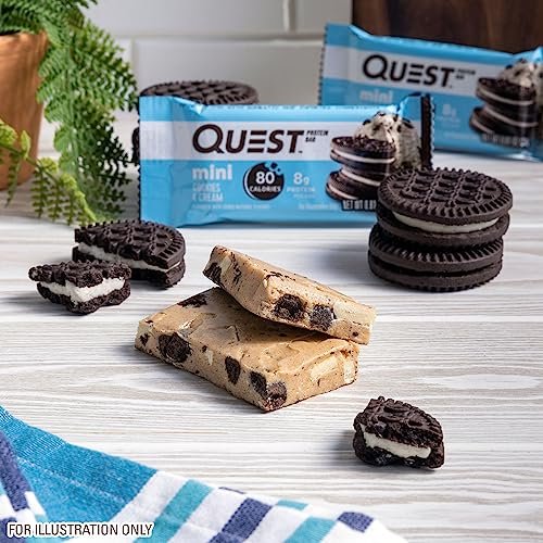 Quest Nutrition Mini Cookies & Cream Protein Riegel – 8g Protein, 1g Zucker, 2g Netto-Kohlenhydrate, Glutenfrei, 14er Pack
