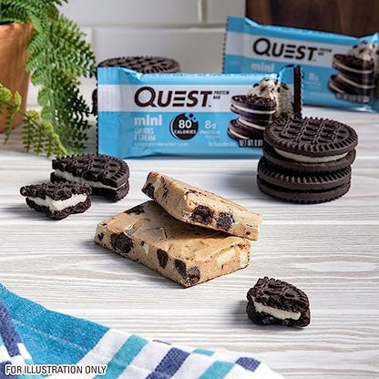 Quest Nutrition Mini Cookies & Cream Protein Riegel – 8g Protein, 1g Zucker, 2g Netto-Kohlenhydrate, Glutenfrei, 14er Pack
