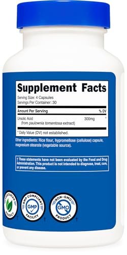 Nutricost Ursolsäure 300 mg, 120 Kapseln - Vegetarisch, Nicht GVO, Glutenfrei, Sojafrei