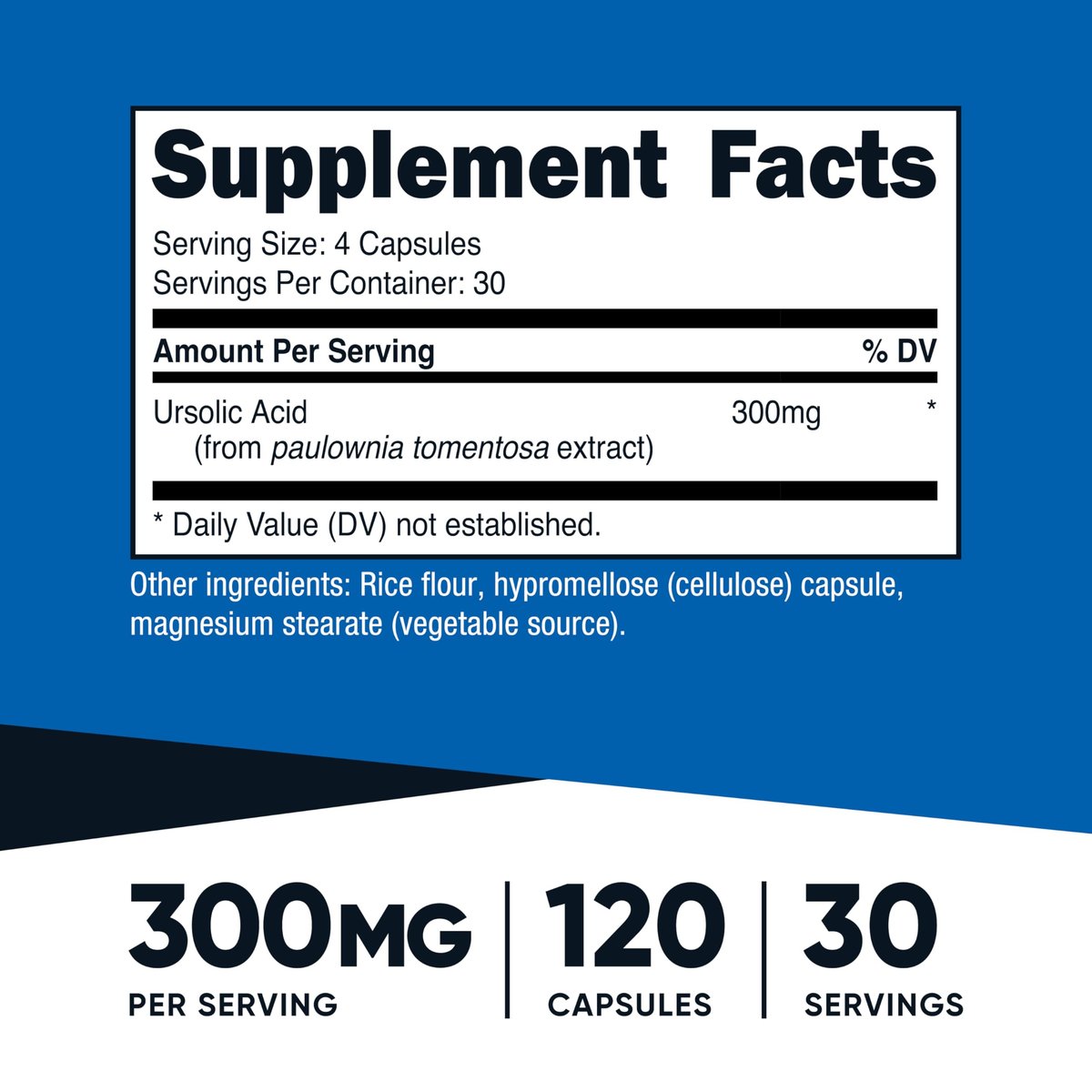 Nutricost Ursolsäure 300 mg, 120 Kapseln - Vegetarisch, Nicht GVO, Glutenfrei, Sojafrei