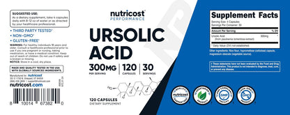 Nutricost Ursolsäure 300 mg, 120 Kapseln - Vegetarisch, Nicht GVO, Glutenfrei, Sojafrei