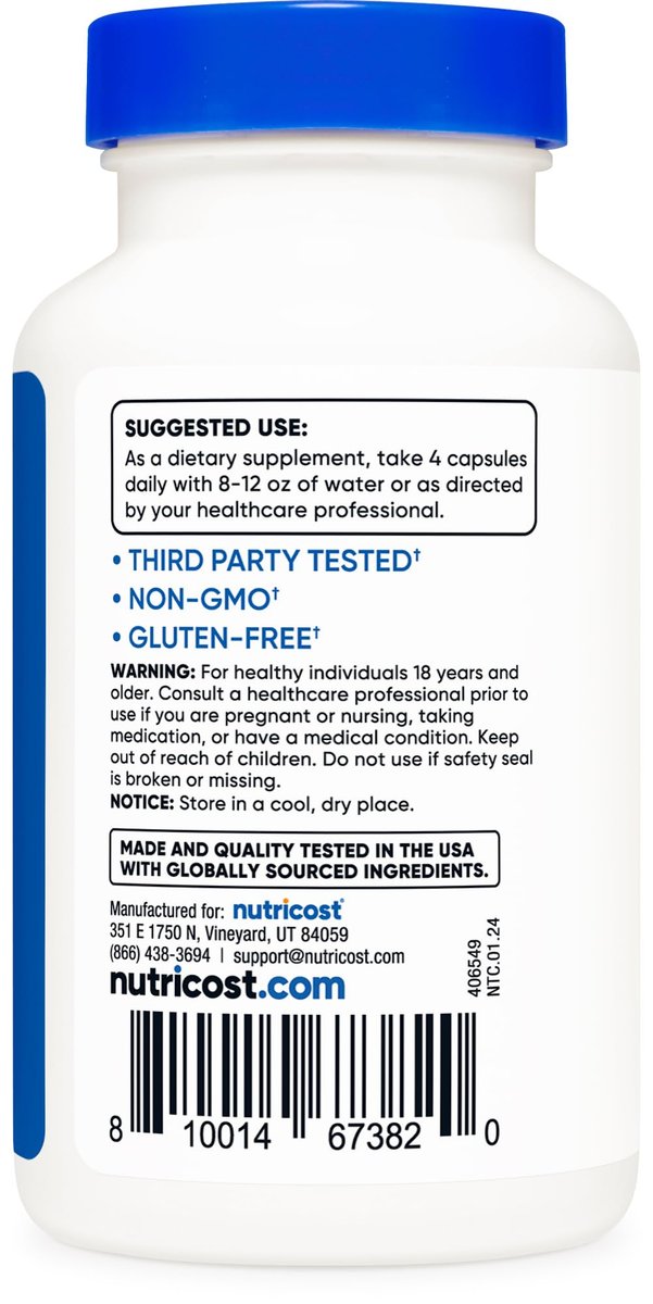 Nutricost Ursolsäure 300 mg, 120 Kapseln - Vegetarisch, Nicht GVO, Glutenfrei, Sojafrei