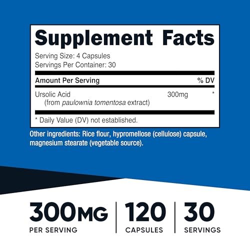 Nutricost Ursolsäure 300 mg, 120 Kapseln - Vegetarisch, Nicht GVO, Glutenfrei, Sojafrei