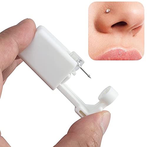 HYJLPAF Nasenpiercing-Set - 3er-Pack Selbst-Nasenpiercing-Pistole, Einweg-Nasenpiercing-Kit mit Nasenringen, Nasenpiercing-Werkzeug (Weiß+Pink+Blau)