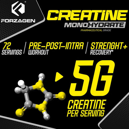 Forzagen Creatin Monohydrat Pulver – Geschmacksneutral, mikronisiertes Kreatin für Muskelaufbau für Männer & Frauen, 72 Portionen, 360 g