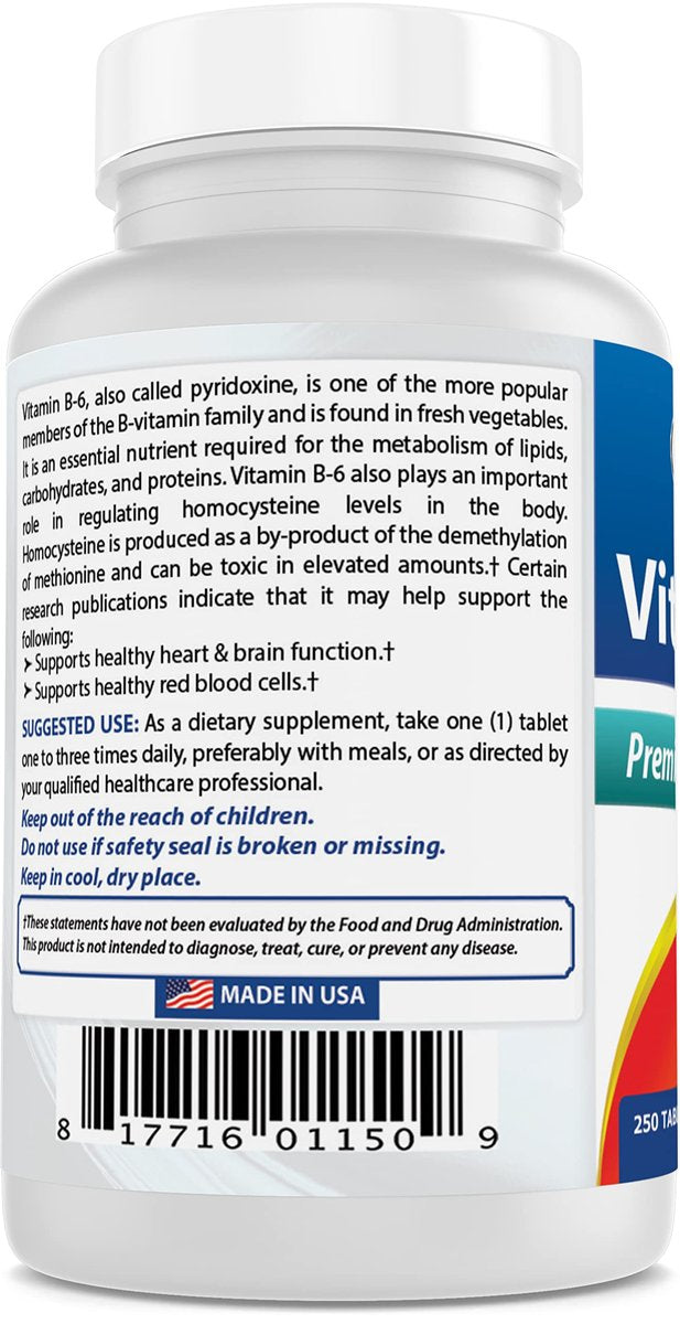 Best Naturals Vitamin B6 25 mg – 500 Tabletten (2er-Pack) – Hochdosiertes Pyridoxal-5-Phosphat
