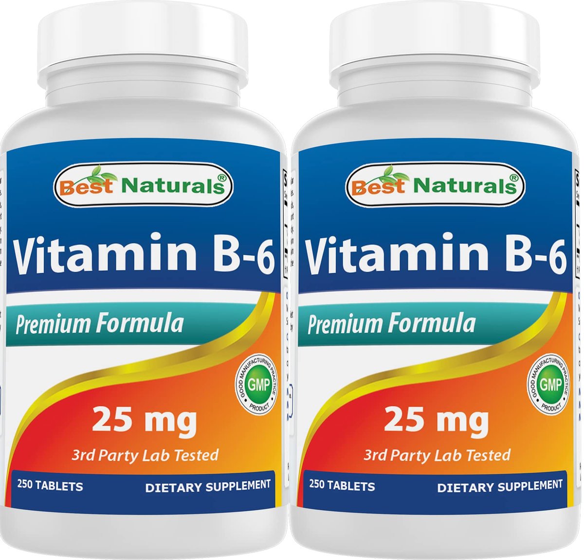 Best Naturals Vitamin B6 25 mg – 500 Tabletten (2er-Pack) – Hochdosiertes Pyridoxal-5-Phosphat