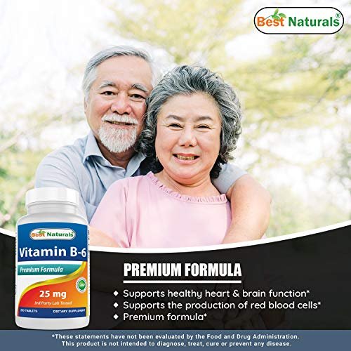 Best Naturals Vitamin B6 25 mg – 500 Tabletten (2er-Pack) – Hochdosiertes Pyridoxal-5-Phosphat