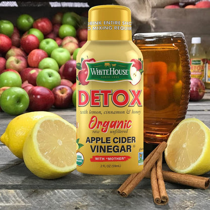 White House Detox Apfelessig Shots, roh und ungefiltert, für unterwegs (Detox, 6er-Pack)