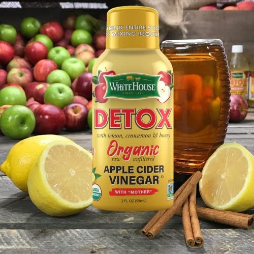White House Detox Apfelessig Shots, roh und ungefiltert, für unterwegs (Detox, 6er-Pack)