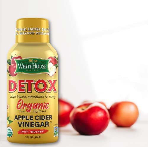 White House Detox Apfelessig Shots, roh und ungefiltert, für unterwegs (Detox, 6er-Pack)