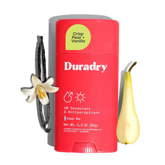 Duradry Clinical-Strength Antiperspirant Deodorant für Damen und Herren – Saubere Formel mit natürlichen Inhaltsstoffen gegen Geruch und übermäßiges Schwitzen – Clear Sky (Knackige Birne + Vanille)