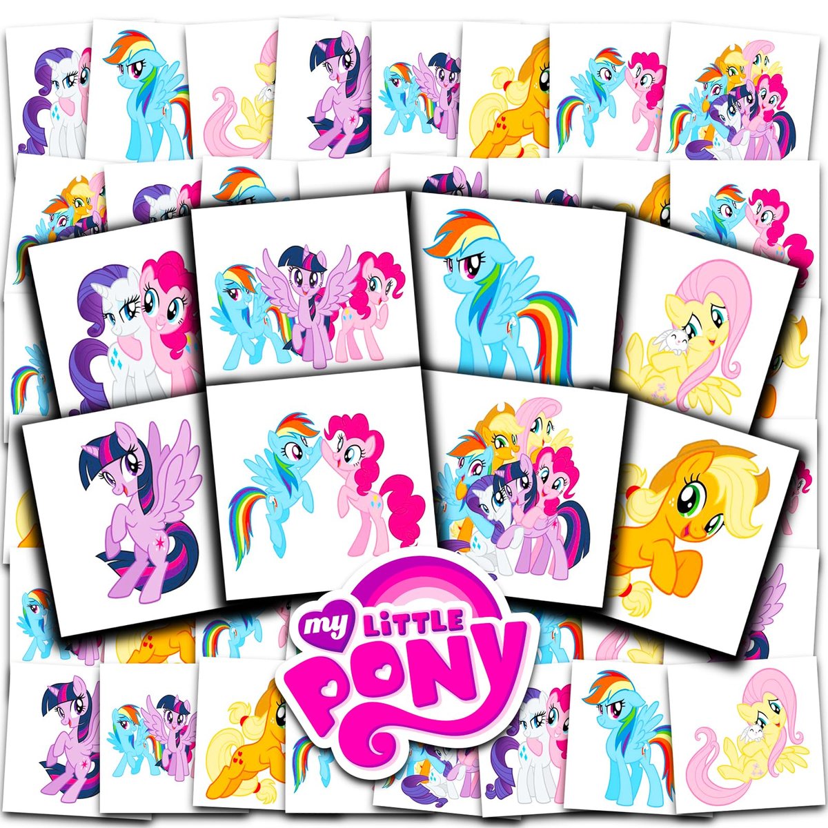 My Little Pony Tattoos Partytüten-Bundle – 70+ einzelverpackte temporäre Tattoos für Kinder (MLP Partyzubehör, hergestellt in den USA)