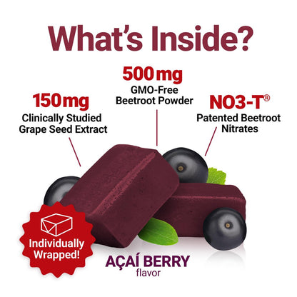 Force Factor Total Beets Blutdruck Unterstützung mit Rote-Bete-Pulver, leckere Kautabletten für herzgesunde Energie und erhöhtes Stickstoffmonoxid, 60 Kautabletten