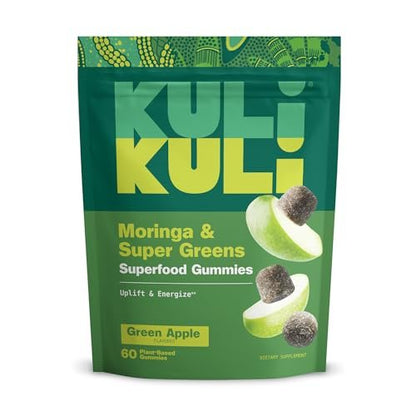 Kuli Kuli Super Energy Gummies – Moringa-Energie-Gummis, koffeinfrei, 60 Stück, Non-GMO, glutenfrei