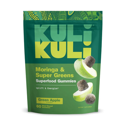 Kuli Kuli Super Energy Gummies – Moringa-Energie-Gummis, koffeinfrei, 60 Stück, Non-GMO, glutenfrei