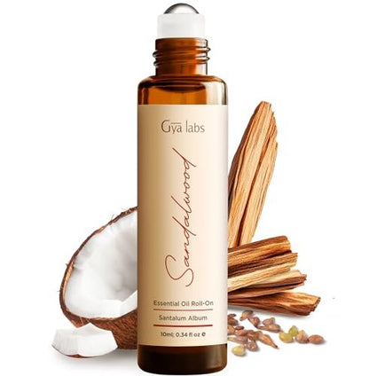 Gya Labs Sandelholz Ätherisches Öl Roll-On - 0,34 Fl Oz - Reisegröße für Camping, Haut, Aromatherapie & Entspannung