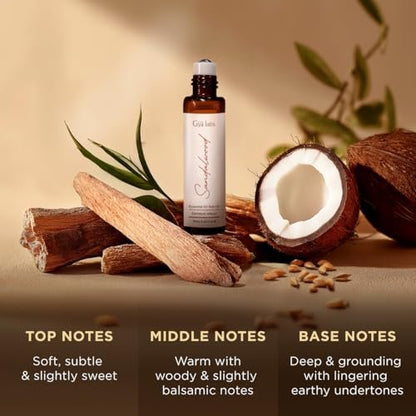 Gya Labs Sandelholz Ätherisches Öl Roll-On - 0,34 Fl Oz - Reisegröße für Camping, Haut, Aromatherapie & Entspannung