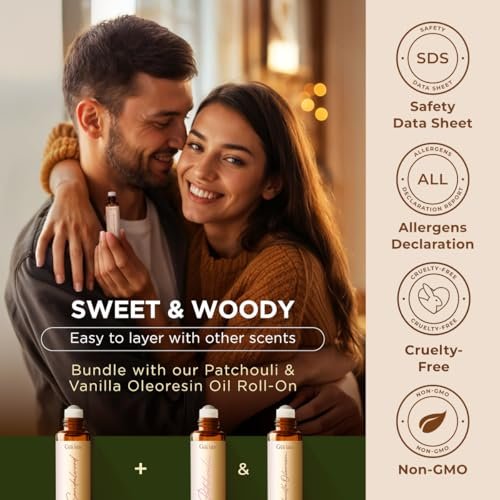 Gya Labs Sandelholz Ätherisches Öl Roll-On - 0,34 Fl Oz - Reisegröße für Camping, Haut, Aromatherapie & Entspannung