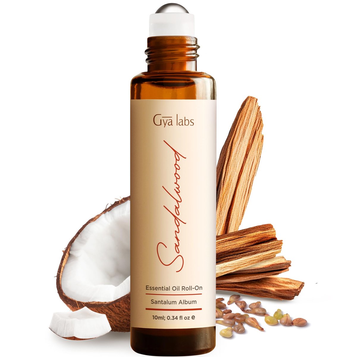 Gya Labs Sandelholz Ätherisches Öl Roll-On - 0,34 Fl Oz - Reisegröße für Camping, Haut, Aromatherapie & Entspannung