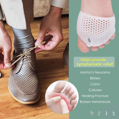 Metatarsal-Pads, Gel-Zehenspreizer, Ballenkorrektur-Polster, Zehenspacer, Ballenpolster, weich & atmungsaktiv, ideal für Morton-Neurom, Blasen, Diabetikerfüße, Hammerzehe, schnelle Schmerzlinderung – 2 Paar Weiß