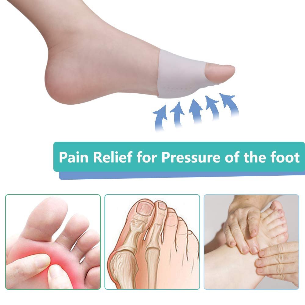 Metatarsal-Pads, Gel-Zehenspreizer, Ballenkorrektur-Polster, Zehenspacer, Ballenpolster, weich & atmungsaktiv, ideal für Morton-Neurom, Blasen, Diabetikerfüße, Hammerzehe, schnelle Schmerzlinderung – 2 Paar Weiß