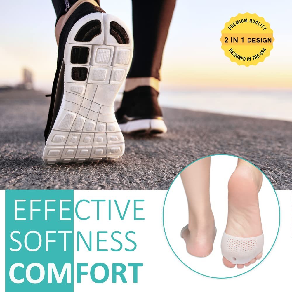 Metatarsal-Pads, Gel-Zehenspreizer, Ballenkorrektur-Polster, Zehenspacer, Ballenpolster, weich & atmungsaktiv, ideal für Morton-Neurom, Blasen, Diabetikerfüße, Hammerzehe, schnelle Schmerzlinderung – 2 Paar Weiß